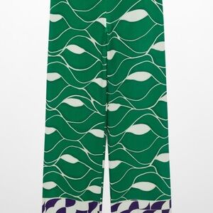 Mango Green and Cream Patterned Pants